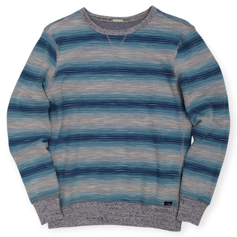 Faherty Reversible French Terry Crew Sweater Mens XS Gray Blue MKU2326-TDW